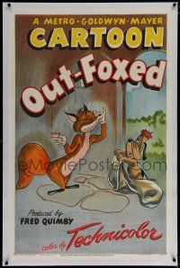 3p277 OUT-FOXED linen 1sh '49 slow moving, slow talking Droopy outwits the fox, classic Tex Avery!