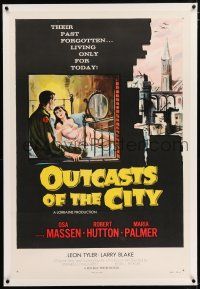3p276 OUTCASTS OF THE CITY linen 1sh '58 Osa Massen & Robert Hutton living only for today, sexy art!