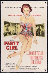 3p285 PARTY GIRL linen 1sh '58 you'll meet sexiest Cyd Charisse at rough parties, Nicholas Ray