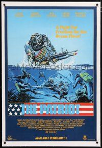 3p286 PATRIOT linen 27x39 video poster '86 Navy SEAL art, fight for freedom on the ocean floor!