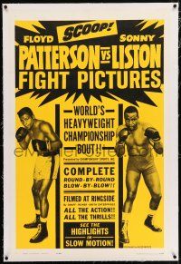 3p287 PATTERSON VS LISTON linen 1sh '62 world heavyweight championship boxing bout, Floyd vs Sonny!