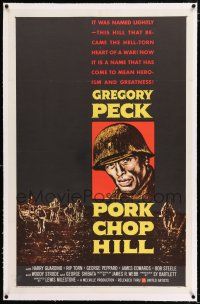 3p297 PORK CHOP HILL linen 1sh '59 Lewis Milestone directed, art of Korean War soldier Gregory Peck!