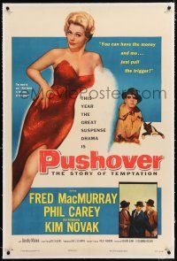 3p304 PUSHOVER linen 1sh '54 Fred MacMurray can have sexiest Kim Novak if he pulls the trigger!