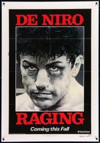 3p306 RAGING BULL linen advance 1sh '80 classic Hagio boxing art of Robert De Niro, Martin Scorsese