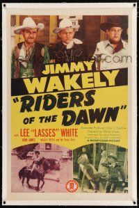 3p312 RIDERS OF THE DAWN linen 1sh '45 Jimmy Wakely, Lasses White, singing cowboys!
