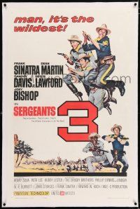 3p333 SERGEANTS 3 linen 1sh '62 John Sturges, Frank Sinatra, Rat Pack parody of Gunga Din!