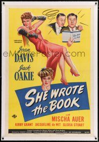 3p336 SHE WROTE THE BOOK linen 1sh '46 full-length art of sexy Joan Davis, Jack Oakie, Mischa Auer!