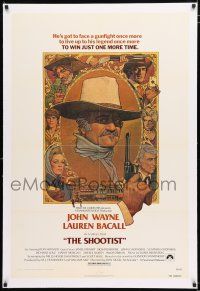 3p338 SHOOTIST linen 1sh '76 best Richard Amsel artwork of cowboy John Wayne & cast!