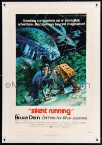 3p342 SILENT RUNNING linen 1sh '72 Douglas Trumbull, cool art of Bruce Dern & his robot by Akimoto!
