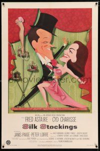 3p343 SILK STOCKINGS linen 1sh '57 art of Fred Astaire & Cyd Charisse by Jacques Kapralik!