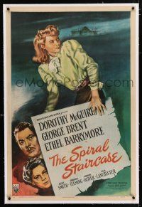 3p360 SPIRAL STAIRCASE linen 1sh '46 art of Dorothy McGuire, George Brent & Ethel Barrymore!