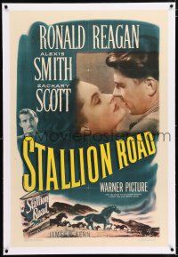 3p363 STALLION ROAD linen 1sh '47 best romantic c/u of Ronald Reagan & Alexis Smith, Zachary Scott!