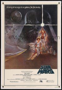 3p367 STAR WARS linen style A 3rd printing 1sh '77 George Lucas classic sci-fi epic, Tom Jung art!