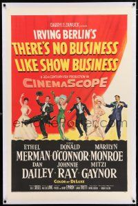 3p394 THERE'S NO BUSINESS LIKE SHOW BUSINESS linen 1sh '54 great art of Marilyn Monroe & top cast!