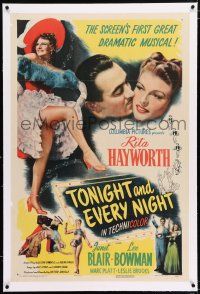 3p407 TONIGHT & EVERY NIGHT linen 1sh '44 sexy showgirl Rita Hayworth shows legs, plus headshot!