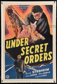 3p423 UNDER SECRET ORDERS linen 1sh '43 Erich von Stroheim, expose of a most sinister spy ring!