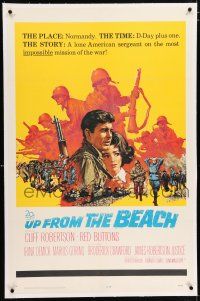 3p426 UP FROM THE BEACH linen 1sh '65 artwork of Normandy on D-Day plus one by McCarthy!