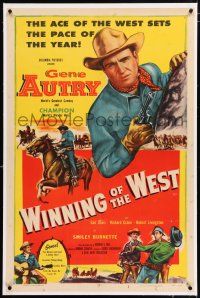 3p448 WINNING OF THE WEST linen 1sh '52 Gene Autry, ace of the West sets the pace of the year!