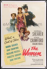 3p449 WOMEN linen 1sh R47 Joan Crawford, Rosalind Russell, Norma Shearer, Paulette Goddard, Fontaine