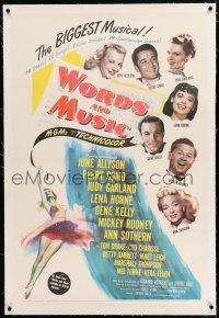 3p450 WORDS & MUSIC linen 1sh '49 Judy Garland, Lena Horne & all-stars, Rodgers & Hart biography!