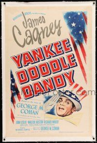 3p453 YANKEE DOODLE DANDY linen 1sh '42 James Cagney classic patriotic biography of George M. Cohan!