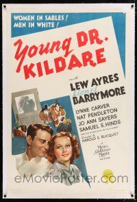 3p457 YOUNG DR. KILDARE linen 1sh '38 art of doctor Lew Ayres & pretty Lynne Carver!