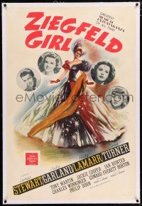 3p459 ZIEGFELD GIRL linen D 1sh '41 James Stewart, Judy Garland, Hedy Lamarr, Lana Turner, rare!