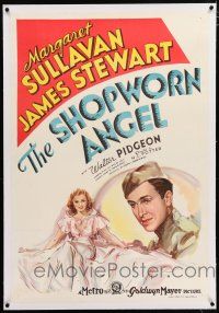 3r138 SHOPWORN ANGEL linen Aust 1sh '38 stone litho of pretty Margaret Sullavan & James Stewart!