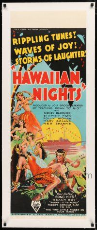 3r143 DOWN TO THEIR LAST YACHT linen long Aust daybill '34 art of island ladies, Hawaiian Nights!