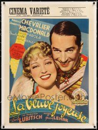 3r248 LA VEUVE JOYEUSE linen pre-War Belgian '40s Lubitsch, MacDonald, Chevalier, French Merry Widow