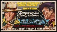 3r250 MAN WHO SHOT LIBERTY VALANCE linen Belgian '62 John Ford, art ot John Wayne & James Stewart