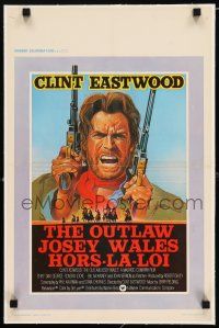 3r253 OUTLAW JOSEY WALES linen Belgian '76 cowboy Clint Eastwood, cool double-fisted artwork!