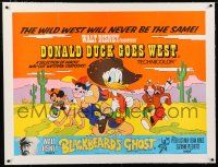 3r218 DONALD DUCK GOES WEST/BLACKBEARD'S GHOST linen British quad '68 art with Mickey Mouse & Pluto!