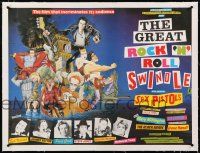 3r221 GREAT ROCK 'N' ROLL SWINDLE linen British quad '80 Hirsch art of Sex Pistols & punk rockers!