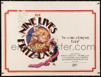 3r226 NINE LIVES OF FRITZ THE CAT linen British quad '74 Robert Crumb, art of smoking cartoon cat!