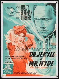 3r087 DR. JEKYLL & MR. HYDE linen Danish '41 different Strand art of sad Tracy & sexy Bergman!