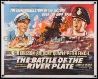 3r208 PURSUIT OF THE GRAF SPEE linen English 1/2sh'57 Powell & Pressburger Battle of the River Plate