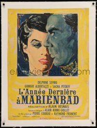 3r197 LAST YEAR AT MARIENBAD linen French 22x30 R60s Alain Resnais, art of lovers by Ercole Brini!