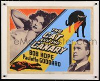 3r013 CAT & THE CANARY linen Other Company 1/2sh '39 Bob Hope, Goddard, art of cat with X-ray eyes!