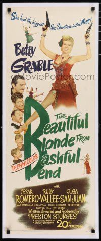 3r001 BEAUTIFUL BLONDE FROM BASHFUL BEND linen insert '49 Preston Sturges, Betty Grable with guns!