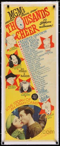3r008 THOUSANDS CHEER linen insert '43 cool caricatures of Judy Garland & MGM stars by Hirschfeld!