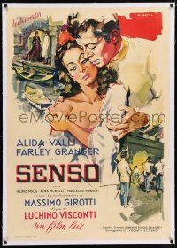 3r303 SENSO linen Italian 1sh '54 Luchino Visconti, Fratini art of Alida Valli & Farley Granger!