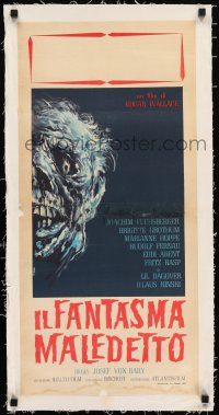 3r340 STRANGE COUNTESS linen Italian locandina '62 Edgar Wallace, wild different Fidani zombie art!