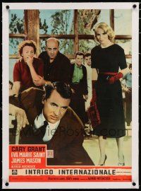 3r327 NORTH BY NORTHWEST linen Italian photobusta '59 Eva Marie Saint w/gun over wounded Cary Grant!