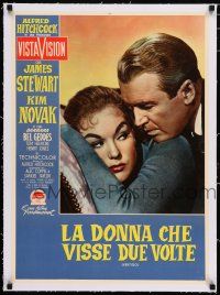3r329 VERTIGO linen Italian photobusta '58 c/u of Stewart staring obsessively at brunette Novak!
