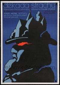 3r102 TEN DAYS' WONDER linen Polish 23x33 '73 Orson Welles, Claude Chabrol, cool Jerzy Flisak art!