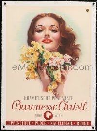 3r060 BARONESSE CHRISTL linen 23x33 Austrian advertising poster '50s cosmetics ad, beautiful art!