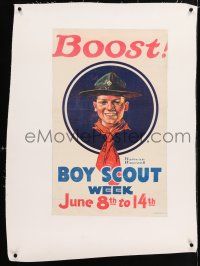 3r056 BOY SCOUT WEEK linen 17x28 special '18 great artwork by Norman Rockwell, Boost!