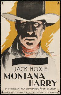3r114 RIDGEWAY OF MONTANA linen Swedish '24 wonderful Eric Rohman art of cowboy Jack Hoxie!