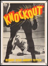 3r115 SET-UP linen Swedish '50 different Aberg art of boxer Robert Ryan in the ring, Knockout!